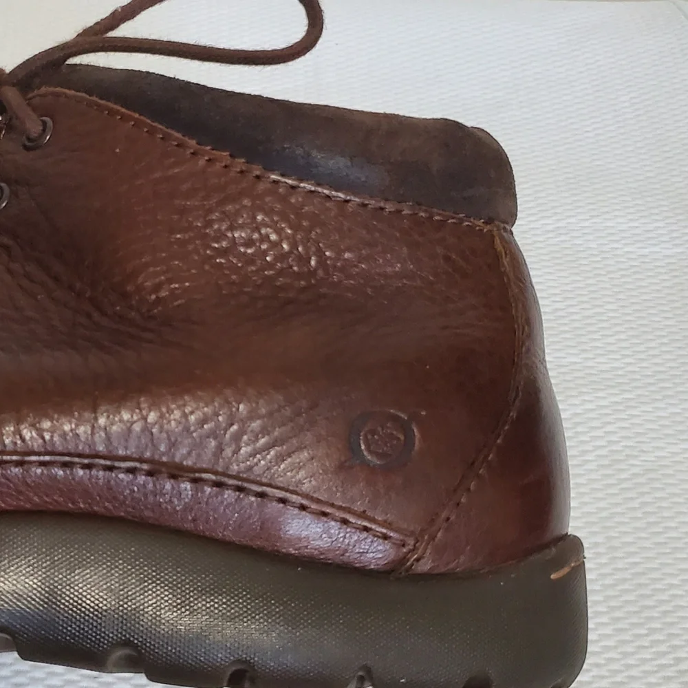 BORN Nigl Lace Up Ankle Boots Dark Bown Leather Combo Men's Size 11
